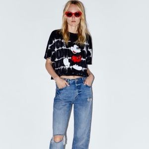 Zara Women’s Mickey Cropped Tie-dye Shirt